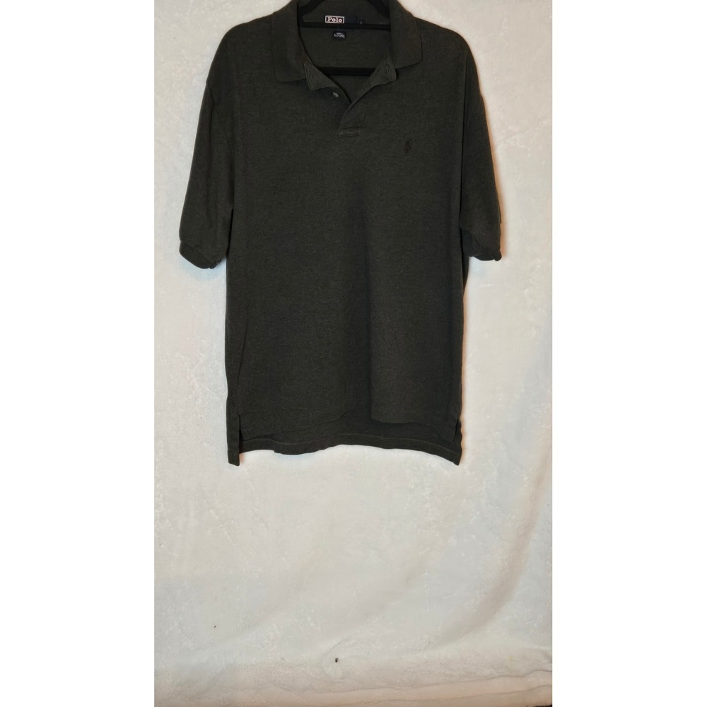 Polo Ralph Lauren Mens Large Gray Cotton Short Sleeve Pony Logo Polo Shirt